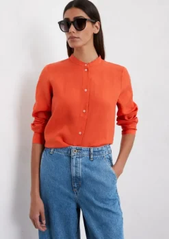 A-Shape-Leinenbluse regular aus leichter Qualität