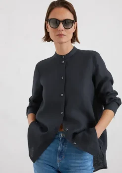A-Shape-Leinenbluse regular aus leichter Qualität