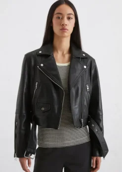 Biker-Lederjacke regular cropped aus softem Lammleder