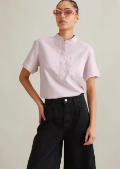 Bluse relaxed aus gestreiftem Oxford