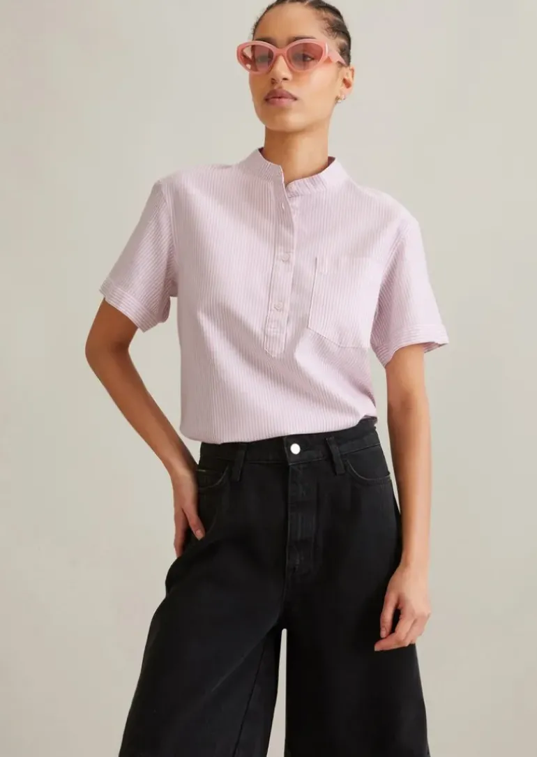 Bluse relaxed aus gestreiftem Oxford