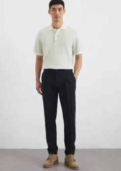 Chino Model Osby jogger pleats tapered aus weichem Material-Mix