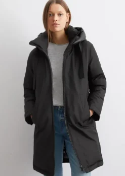 Daunenparka mit Kapuze regular aus recyceltem Polyester-Twill