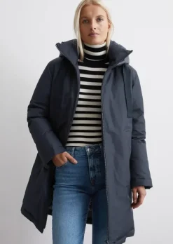 Daunenparka mit Kapuze regular aus recyceltem Polyester-Twill