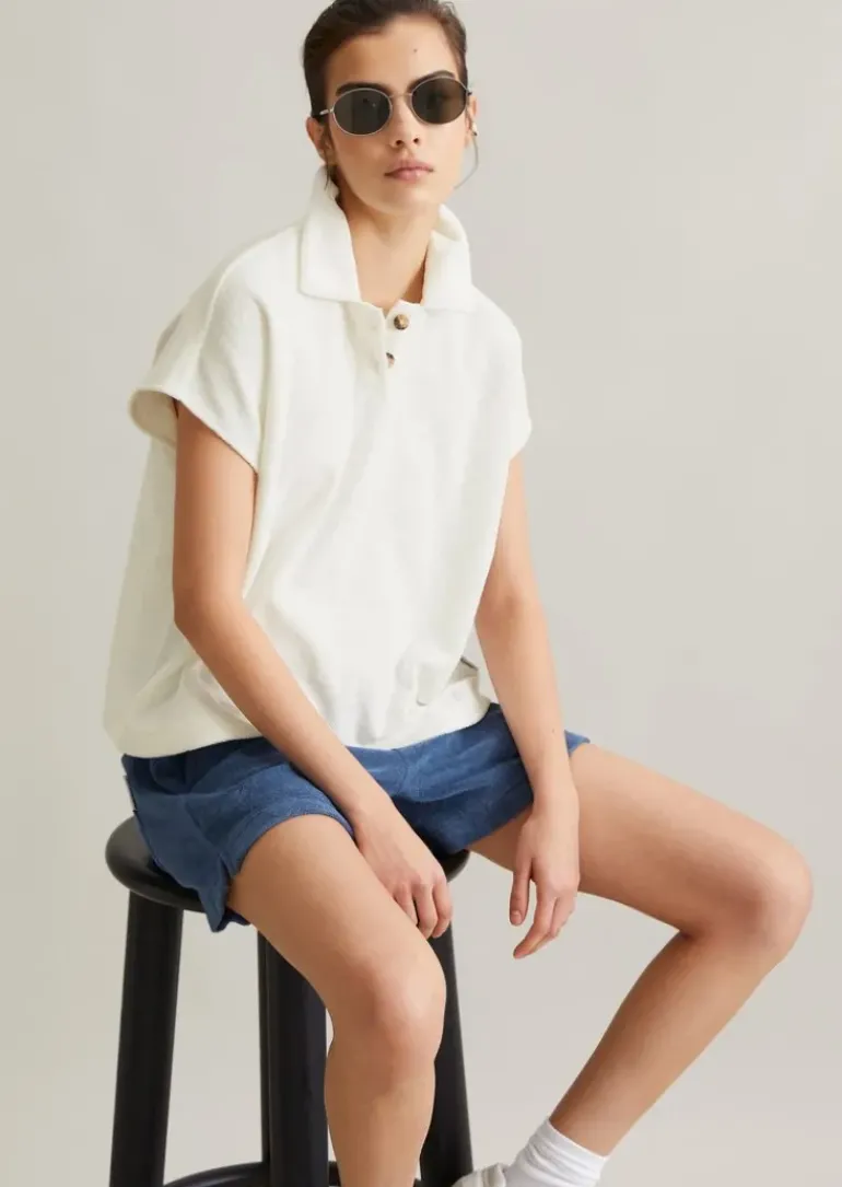Frottee-Poloshirt wide aus softem Organic Cotton