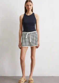 Gestreifte Frottee-Shorts regular aus softem Baumwolle-Mix
