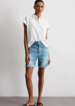 Jeans-Shorts boyfriend aus leichtem Stretch-Denim