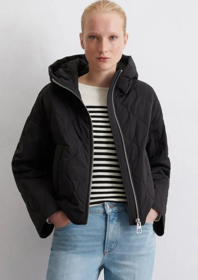 Kapuzen-Steppjacke regular aus recyceltem Nylon