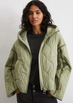 Kapuzen-Steppjacke regular aus recyceltem Nylon