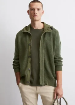 Kapuzen-Strickjacke regular aus reiner Bio-Baumwolle