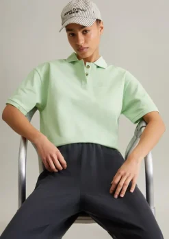 Kurzarm-Poloshirt wide aus Piqué-Jersey