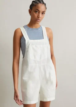 Kurzer Overall relaxed aus Leinen-Baumwolle-Mix
