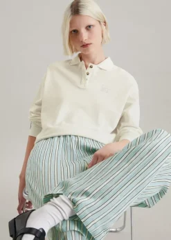 Langarm-Poloshirt wide aus Piqué-Jersey