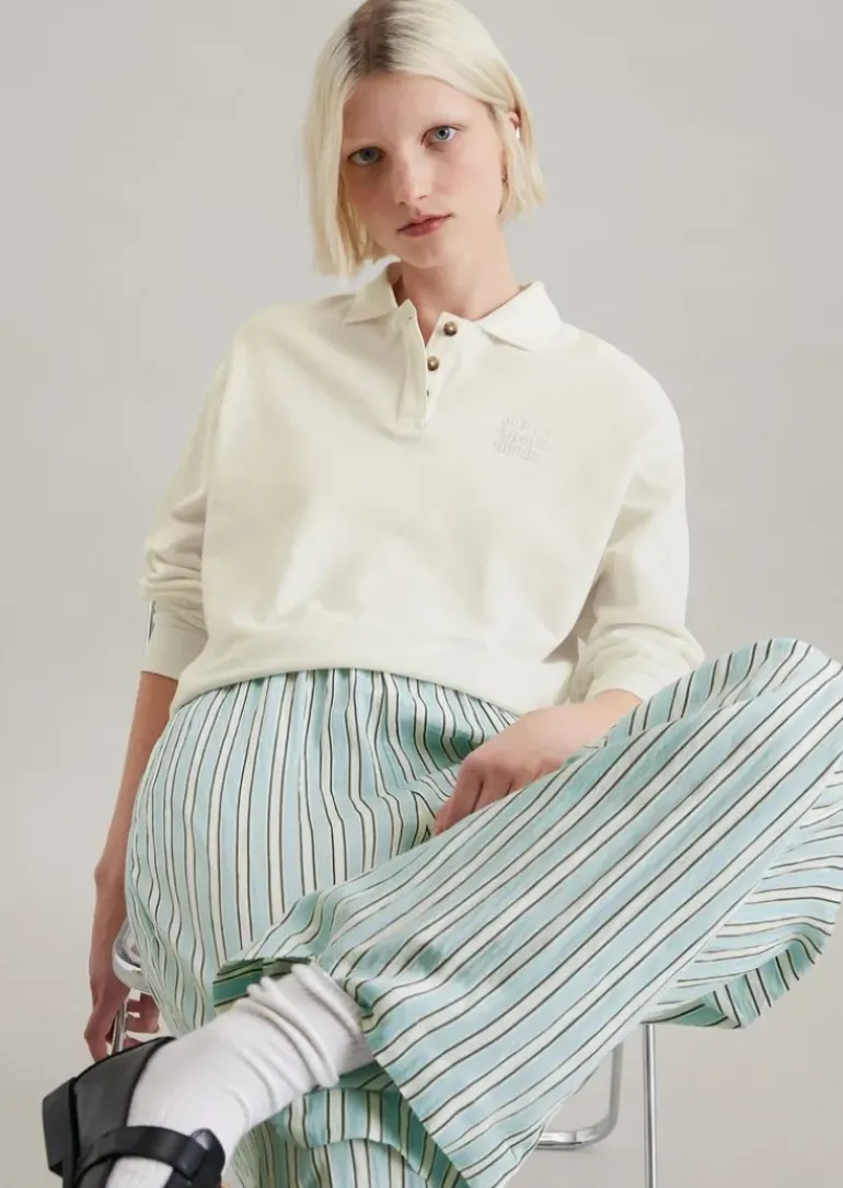 Langarm-Poloshirt wide aus Piqué-Jersey