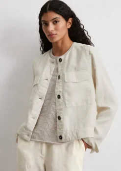 Leinenjacke regular mit Garment dye-Effekt