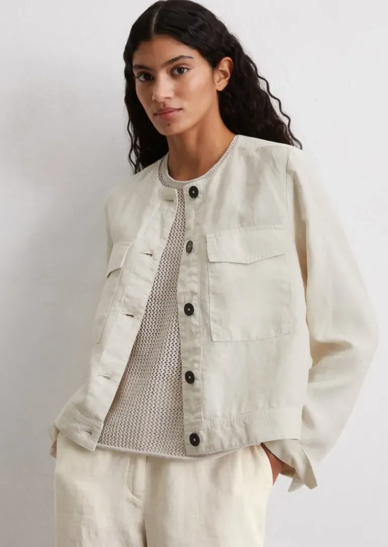 Leinenjacke regular mit Garment dye-Effekt