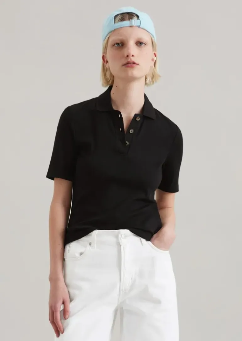 Poloshirt slim aus softem Ripp-Jersey
