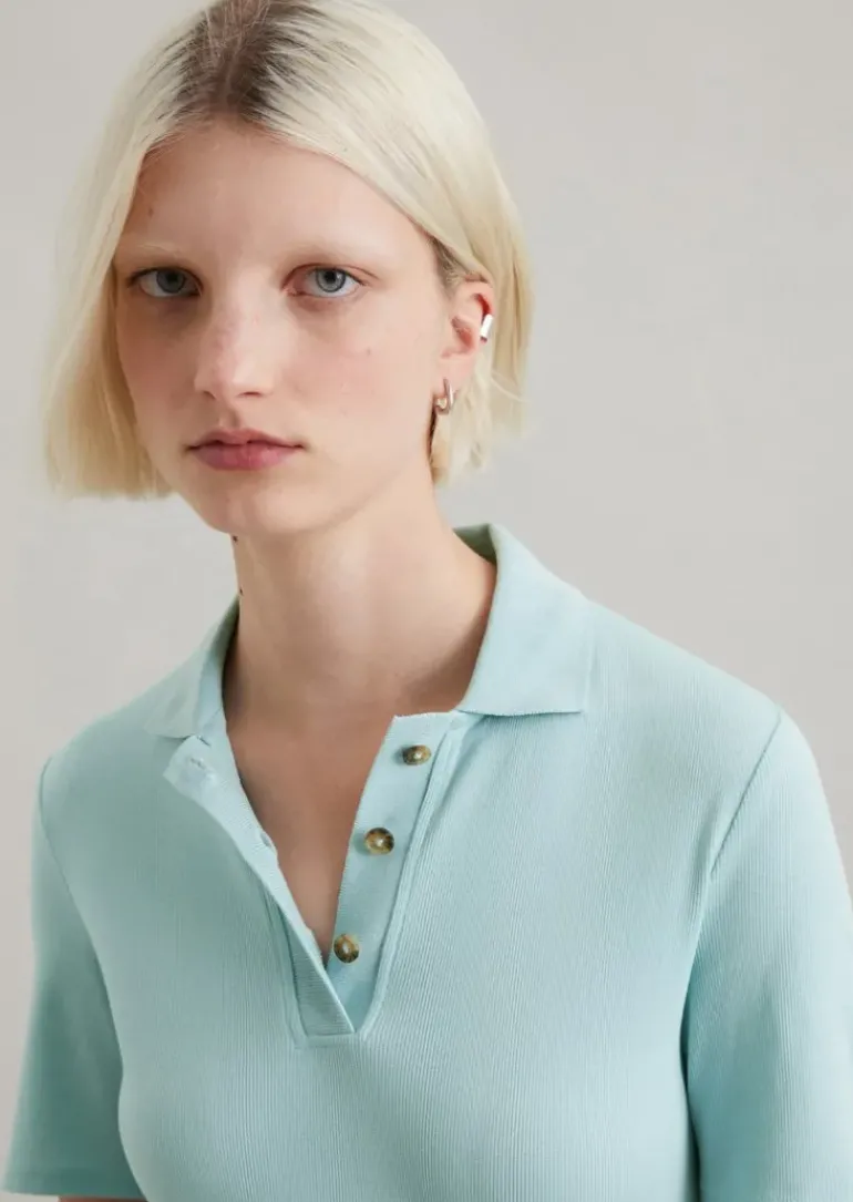 Poloshirt slim aus softem Ripp-Jersey