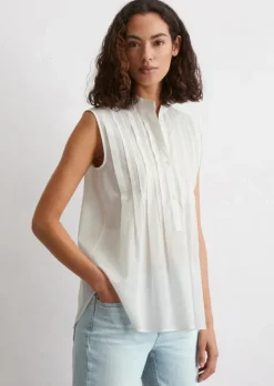Ärmellose Bluse relaxed aus Silky-Touch-Baumwoll-Voile