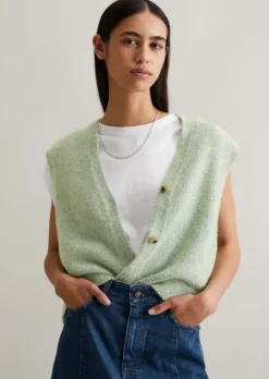 Ärmellose Strickweste regular aus Baumwoll-Multicolor-Garn