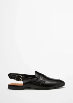 Slingback-Loafer aus veredeltem Rindleder