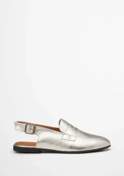 Slingback-Loafer aus veredeltem Rindleder