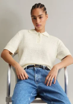 Strick-Polo loose aus Cotton-Slub-Garn