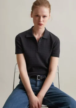 Strick-Poloshirt regular aus softem Baumwollgarn