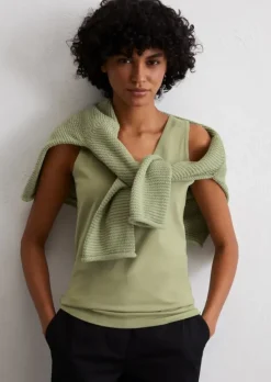 V-Neck-Top slim aus Organic-Cotton-Stretch-Jersey
