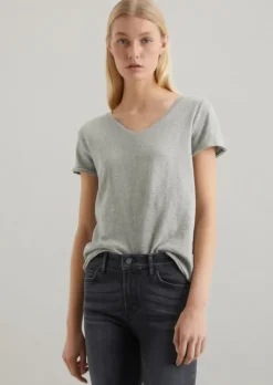 V-Neck-T-Shirt regular aus Organic Cotton Slub Jersey