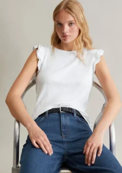 Volant-T-Shirt regular aus modernem Ribbjersey