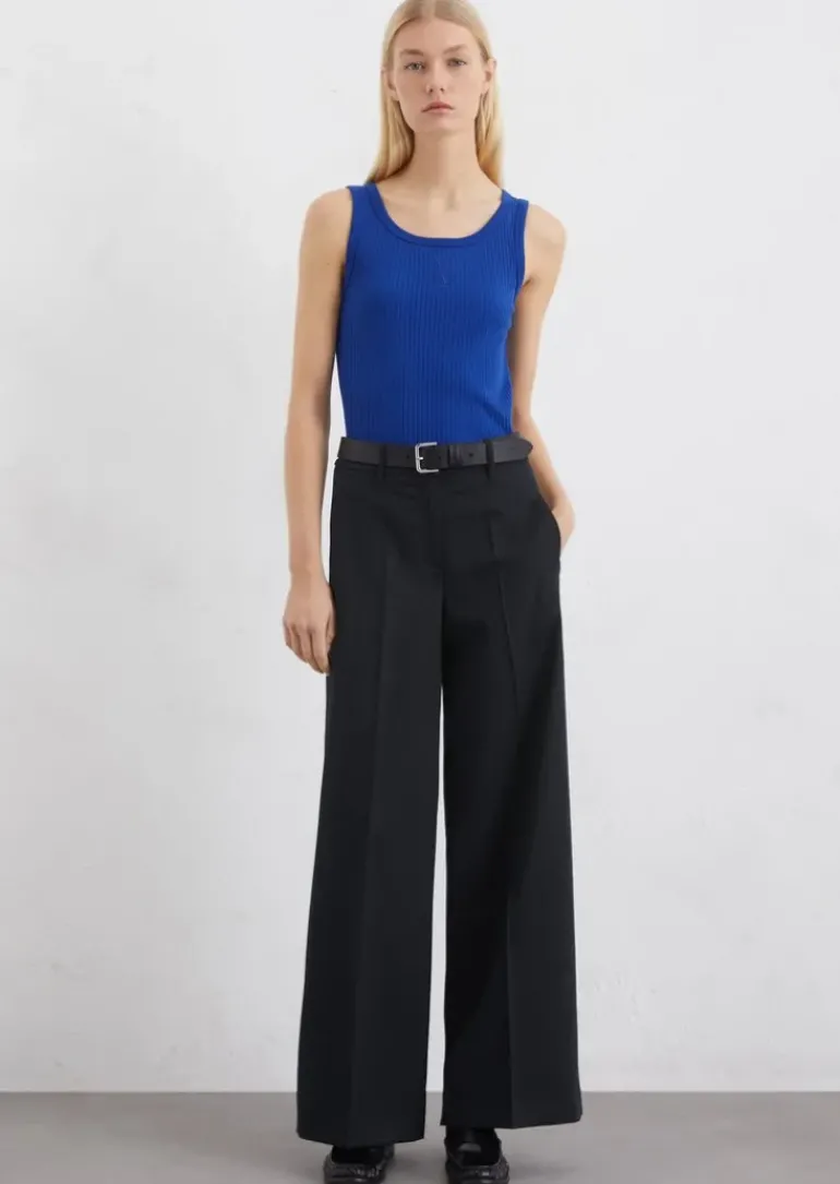 Weite Anzughose aus Polyester-Schurwolle-Mix
