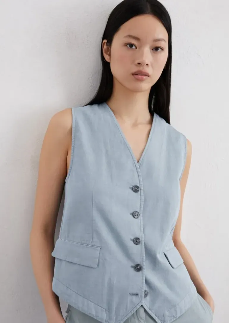 Weste regular aus Organic-Cotton-Leinen-Mix