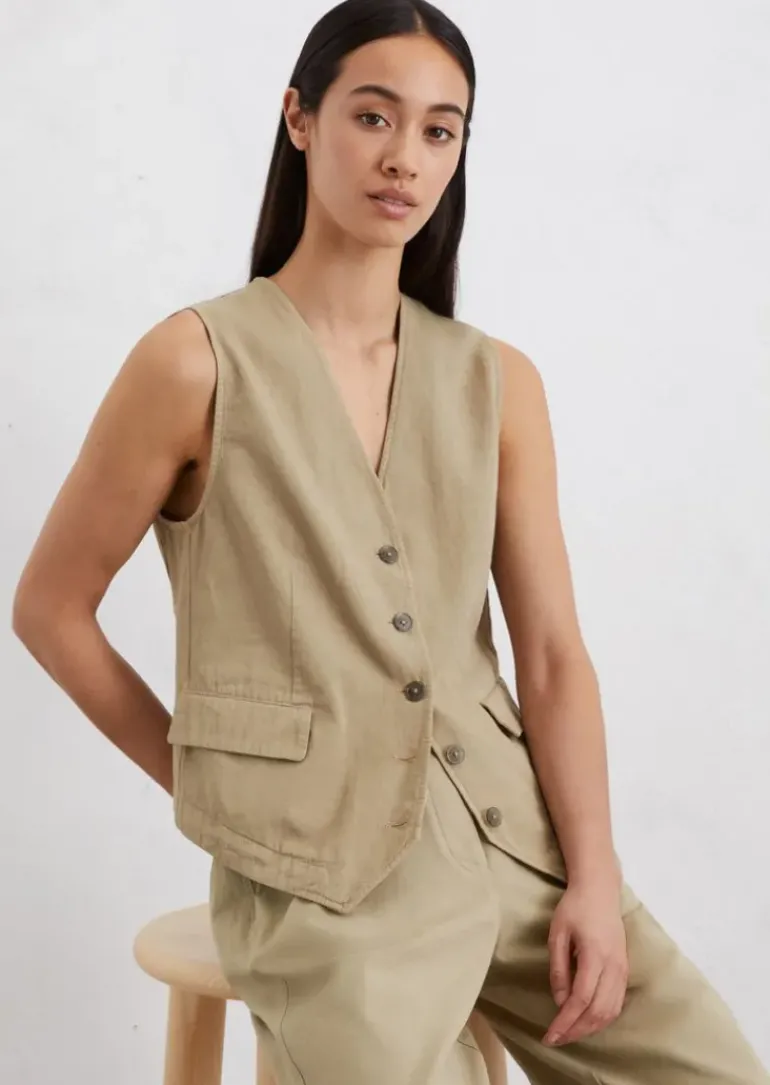Weste regular aus Organic-Cotton-Leinen-Mix