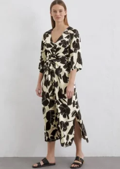 Wickelkleid regular aus Viskose-Satin-Stretch
