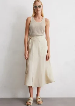 Wickelrock flared aus TENCEL™ Lyocell-Leinen-Mix