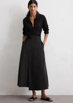 Wickelrock flared aus TENCEL™ Lyocell-Leinen-Mix
