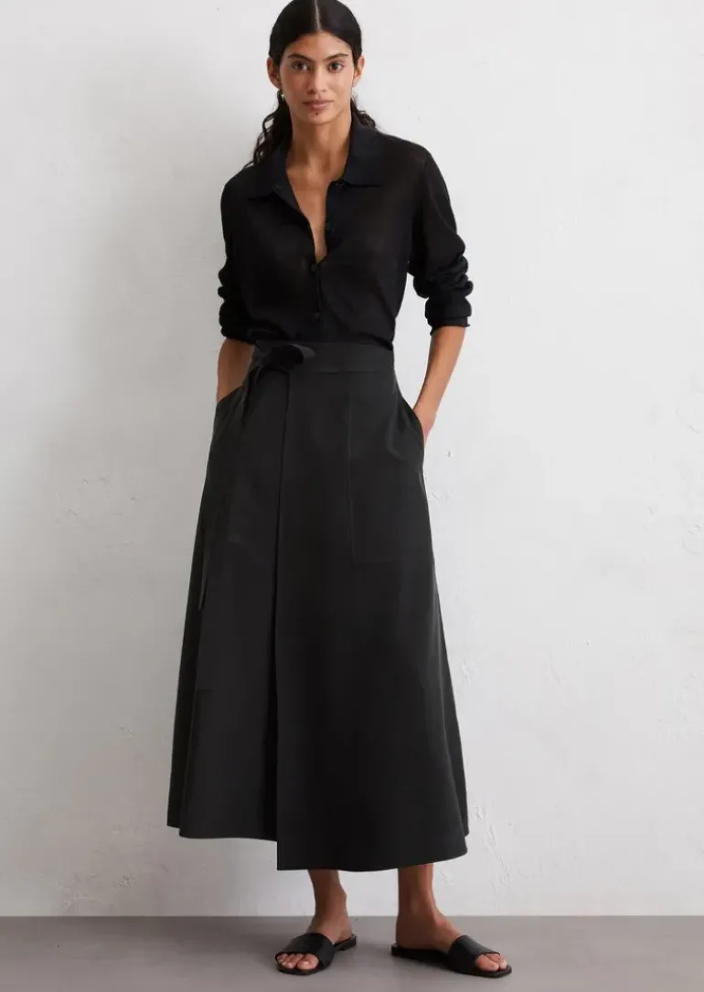 Wickelrock flared aus TENCEL™ Lyocell-Leinen-Mix
